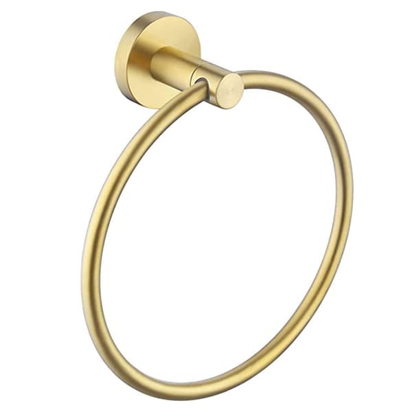 Handduksring i Borstad Guld (Diameter 16cm) Modern Rostfritt Stål