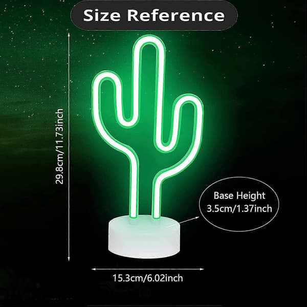 Kaktus LED Neonskylt – USB/Batteri Nattlampa, Presentdekor
