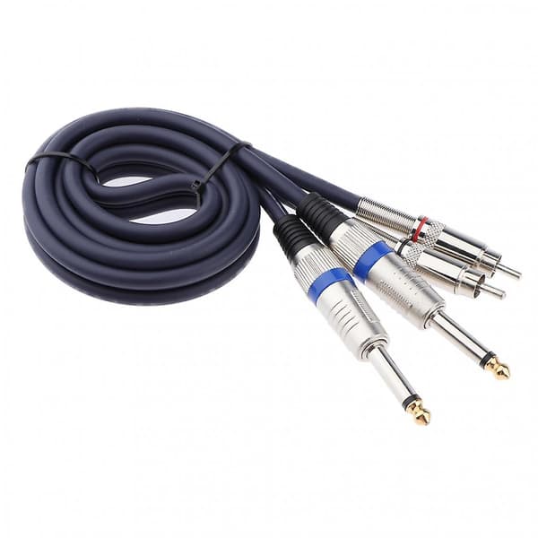 Dobbel 1/4 6,35 mm til Dobbel Phono RCA Lydkabel for Mikser Forsterker 1m