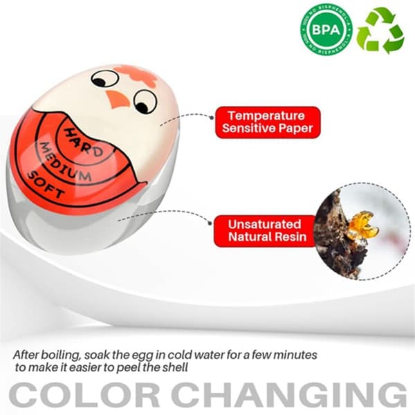 Boiled Egg Timer, Pro Hard and Soft Egg Timer that Changes Color When Boiled and Safe (Red-3 Pack)
