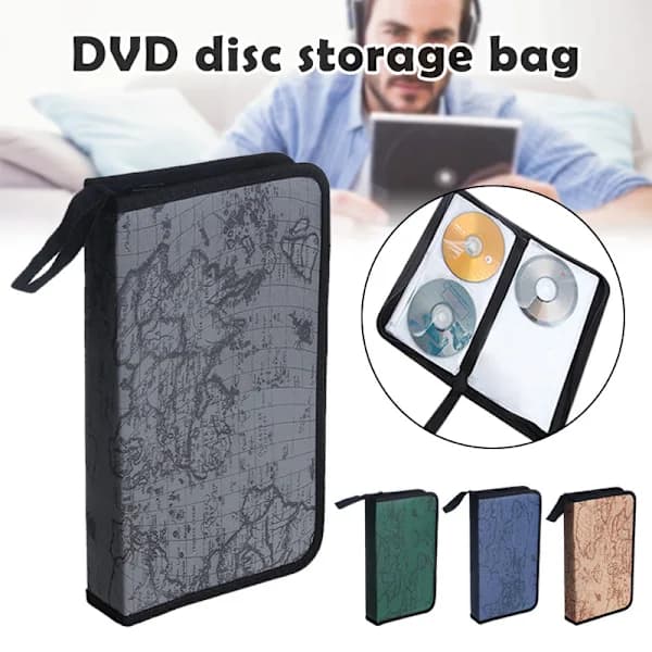 CD-mappe til 80 CD/DVD/Blu-ray Robust konstruktionsetui Opbevaringsholder Organizer Grøn