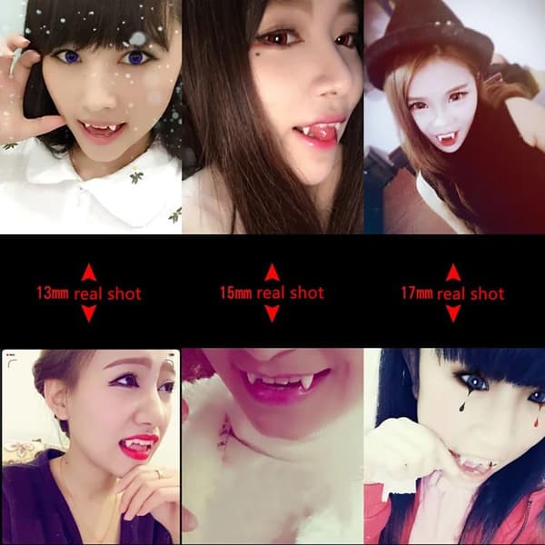 Retractable Halloween Realistic and Scary Vampire Fangs,