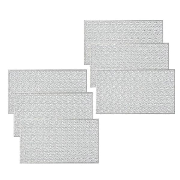 6 Pcs Rectangular Woven Placemats Non-Slip 45x30 cm Textured Scratch-Resistant PVC Placemats, for Kitchen Home Decor Silver