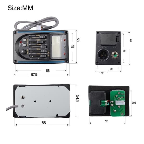 1 stk 5-bånds EQ folkegitarpickup med LCD-skjerm