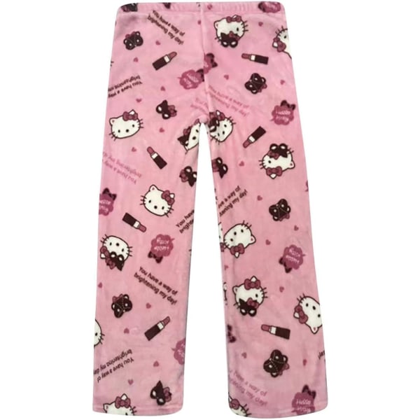 Flanellpyjamas, dambyxor, mjuk kawaii anime-komfort - storlek L