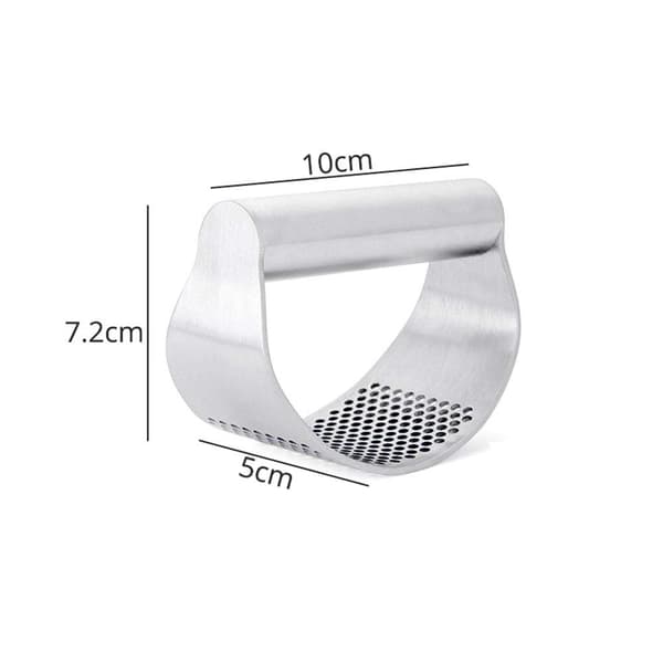 Garlic Press Rocker Stainless Steel, Fruit Crusher with Comfortable Handle Porous Surface, Easy Use & Cleaning, Vegetable Press
