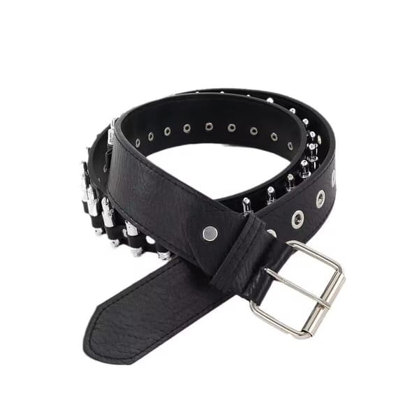 Cowboy-stil sølvkugle 110cm, sort bæltespænde