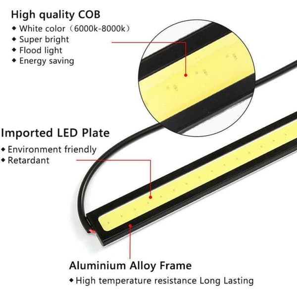 20X 12V Vanntette DRL LED-stripslys Caravan Bobil Båt Cob-Hvit