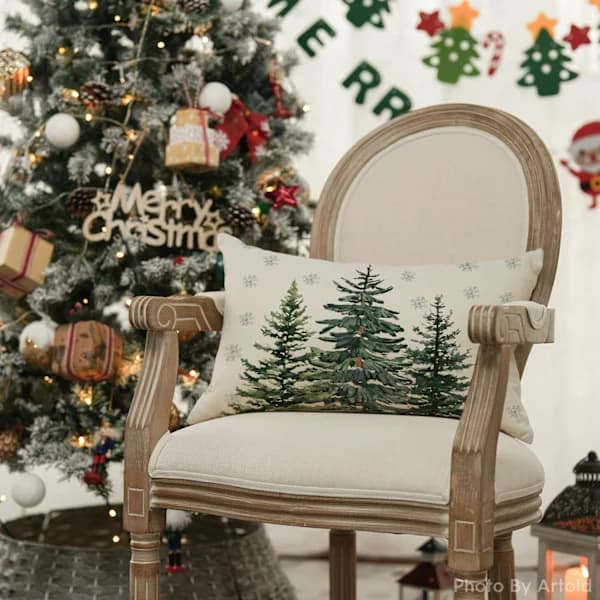 QU-julebilputetrekk - snøfnuggmønster - 30 x 50 cm - for vinter - sofa- og stuedekorasjon-FX-