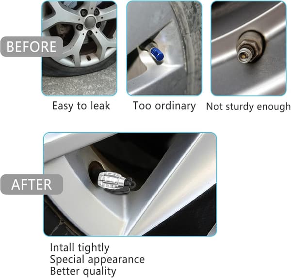 4 stk aluminiums bilventilhetter, kraftig håndgranatventil