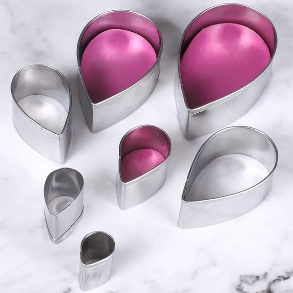7 st/set droppformad kakform mini metall 3D fondantform