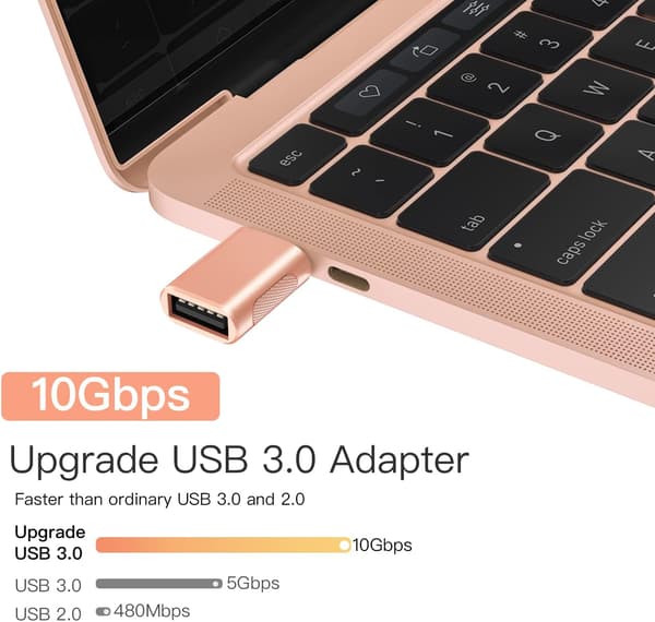 10 Gbps USB C til USB 3.0 OTG-oppgraderingsadapter (4-pakning), USB Type C