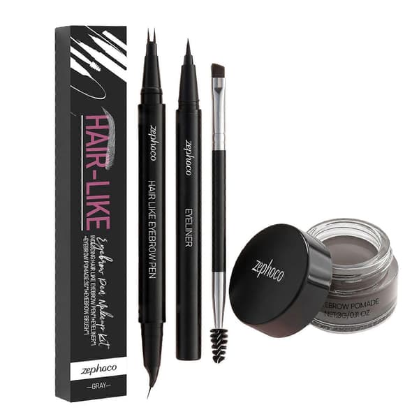 Zephoco Grey Eyebrow Dyeing Set: A Natural, Three-Dimensional, Silky And Smooth Eyebrow Contour For Daily Use