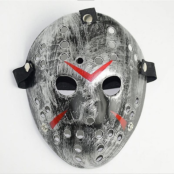 Jason Voorhees Fredag den 13.: Skræmmende Udhulet Maske Cosplay Kostume Halloweenfest Maskerade Horrorrekvisitter Old Silver