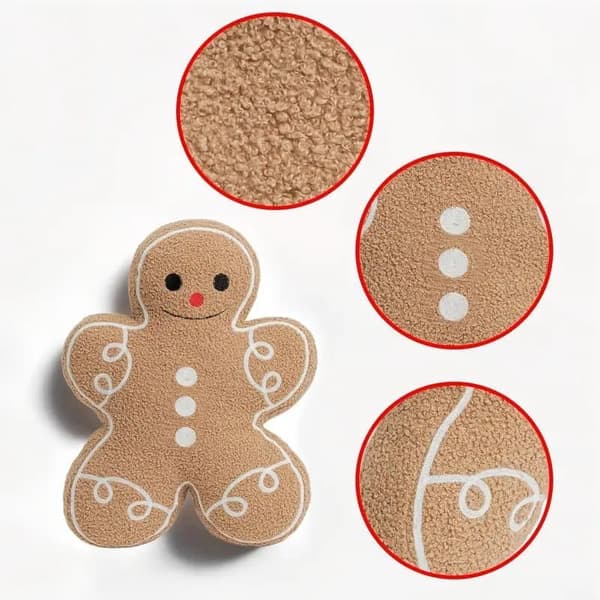 1/2-pack julkuddfodral pepparkaksgubbe – Julkudde formad som pepparkaksgubbe för soffa, vardagsrum & säng, 33×43 cm 1-Pack