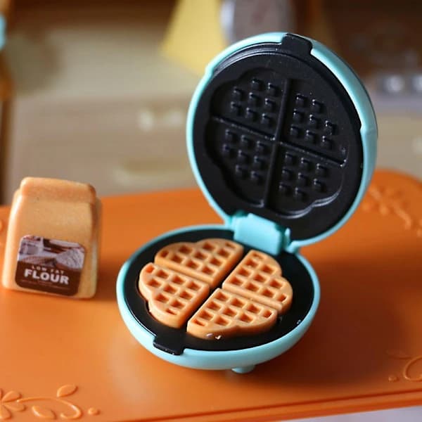 Realistic Miniature Plastic Toaster, Waffle Iron, Toy Kitchen for Play Set