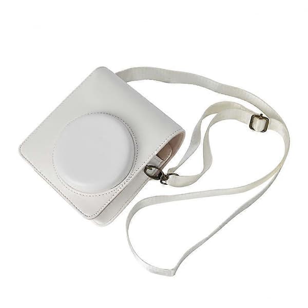 PU Leather Protective Case for Fujifilm Instax Mini 40 Camera Bag with Shoulder Strap - White