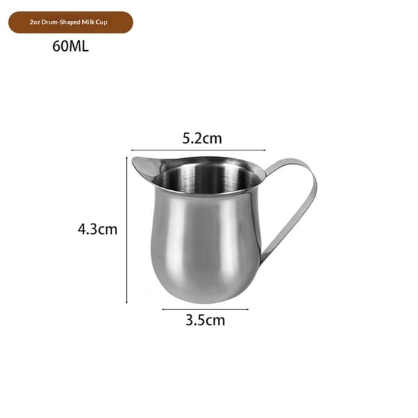 60 ml 2 oz mælkeskummer i rustfrit stål, lille klokkeformet flødekande, kaffekande