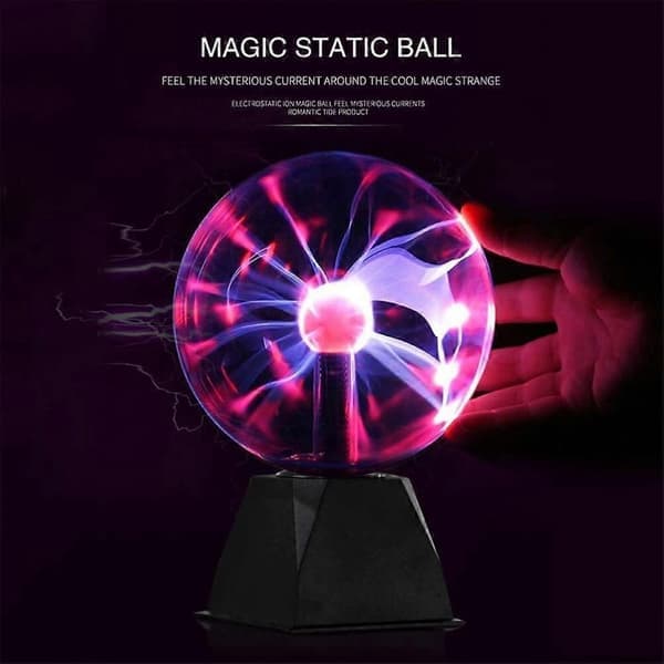 Mini Plasmakuglelampe - Berørings- og Lydfølsom, Interaktiv Lyneffekt, USB-drevet 14 cm (Blå/Rød)