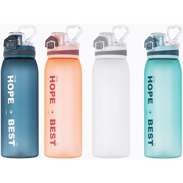 Dricksflaska Vattenflaskor Gym Sport 1l Cykling Löpning 900ml BPA-fri Plast Hydreringsflaska D20 (900ml, Vit) White