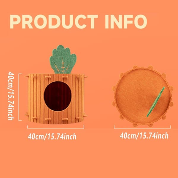 Semi-Closed Felt Cat Bed Soft Scratch Relaxation Warm Carrot Cave House