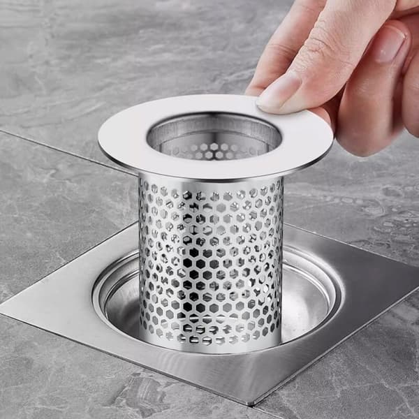 Brusehårfilter, 3 dele brusehårfilter i rustfrit stål, 5,5 × 5 cm vaskefilter til balkon, køkkengulvafløbsfilter