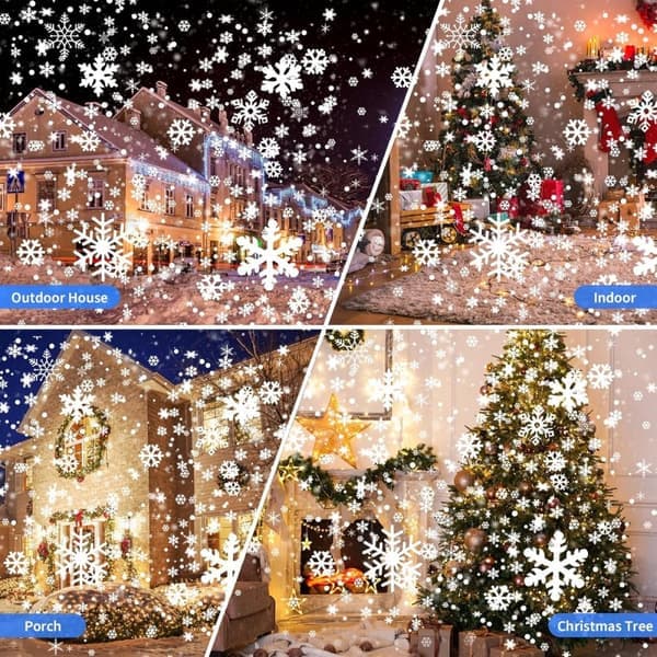 Juleprojektor med snøfnugg - Vanntett utendørsbelysning for fest og hage