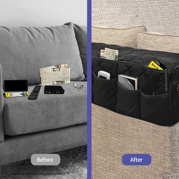 Lænestol Caddy, Sofa Armlæn Organizer, Lænestol Organizer, Fjernbetjeningsholder til Lænestol (Sort)