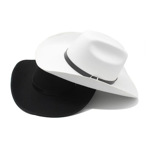 Punk-stil Western Cowboyhatt med bred brem - Hvit