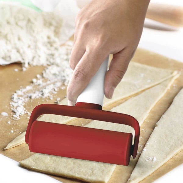 Plastrulle, non-stick pizzabakerulle, håndholdt deigrulle for pizza, kjøkkentilbehør rød