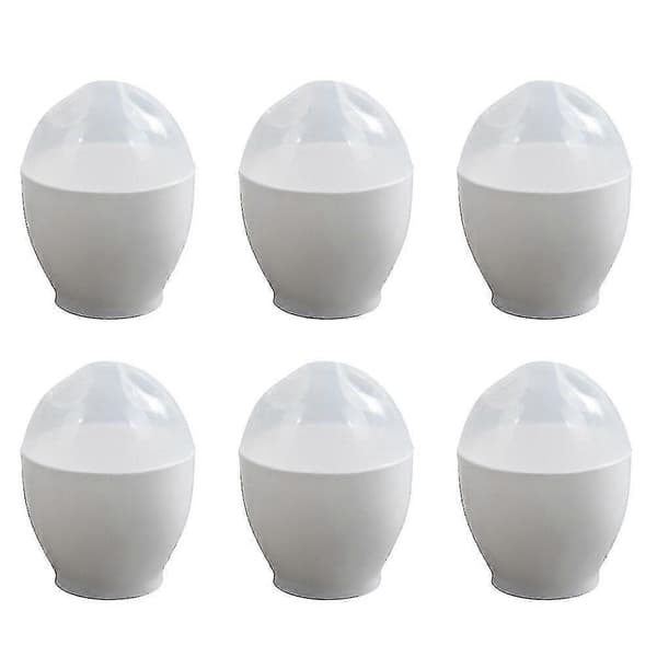 6-pack Microwave Steamer Egg Cup Mini Egg Cooker Portable Egg Poacher for Home Kitchen (White)
