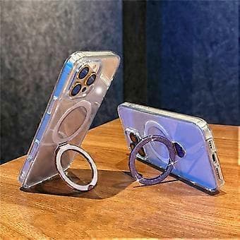 Compatible Case for iPhone 16 Pro Max TPU + Acrylic Transparent Phone Case with Glitter Ring Stand (Gold)