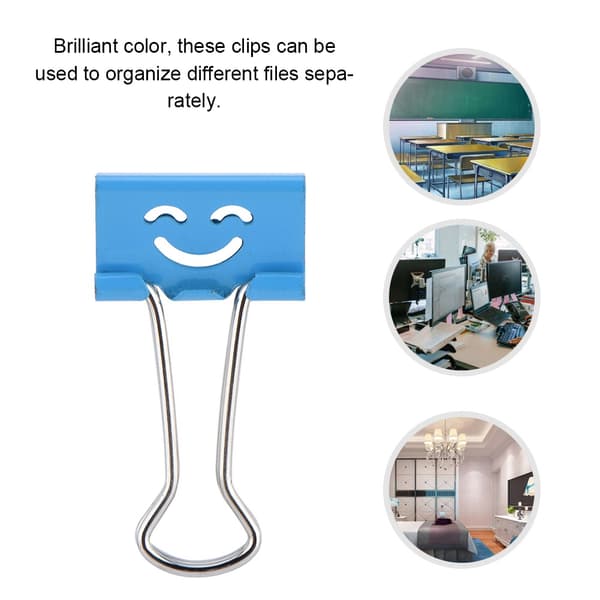 Cute Smiling Face Metal Paper Binder Clips - 40 Pcs/Box (Office/School)