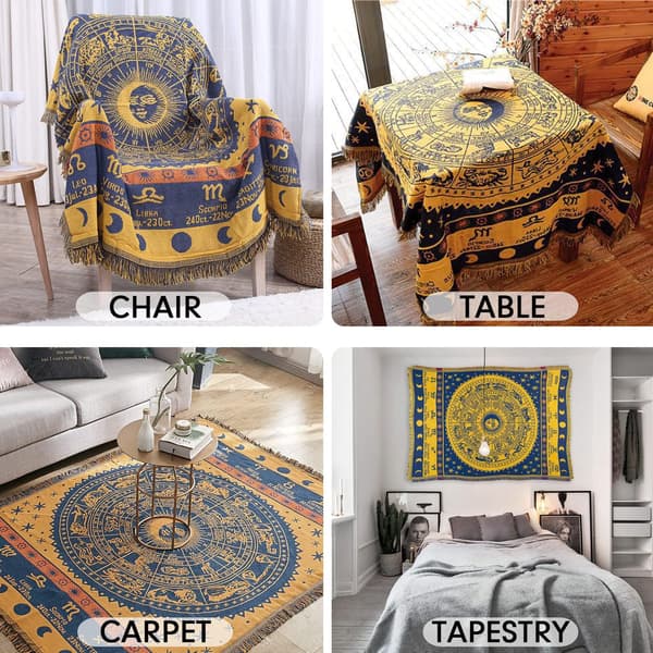 Boho vevd teppe vendbar bomull bohemsk billedvev
