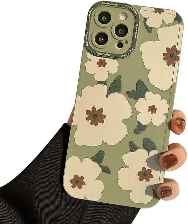 Söpö kukkakuvioinen pehmeä iPhone-kuori (Vihreä, iPhone 11)