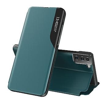 Læderetui med magnetisk sideflip til Samsung Galaxy S21 5G (Grøn)