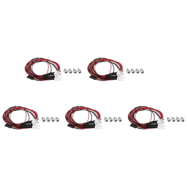 4 LED RC Lyssett for 1/10 RC Bil Lastebil Crawler RC Modell Driftbil Frontlykter Baklykter, 5mm, Hvit