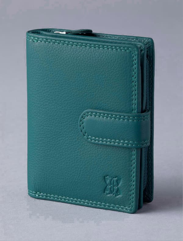 Lille Læderpung med Klap i Blågrøn [DB] Teal Green One Size Teal Green One Size