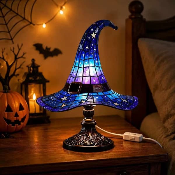 Witch Hat LED Night Light, Halloween Decorative Table Lamp, Gothic Mood Home Decor Lighting