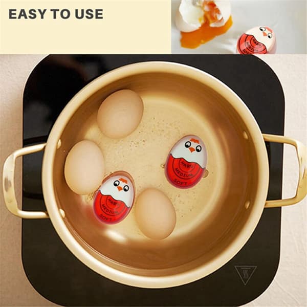 Boiled Egg Timer, Pro Hard and Soft Egg Timer that Changes Color When Boiled and Safe (Red-3 Pack)