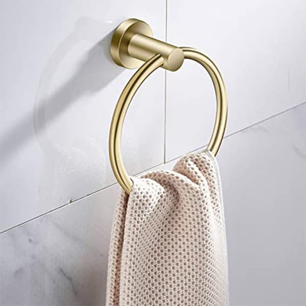 Håndkleholder i børstet gull (diameter 16 cm) moderne rustfritt stål