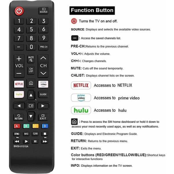 Replacement Universal Remote Control for Samsung Smart Universal Remote Control for Samsung Smart TV Replacement Remote Control Compatible