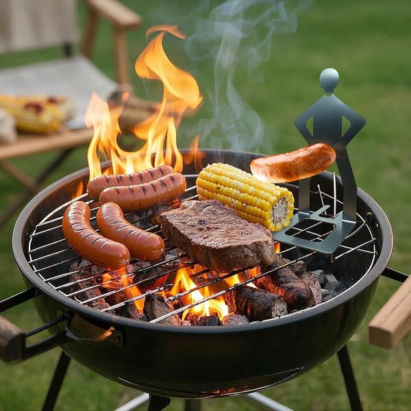 4 sjove BBQ-tilbehør Pølsestativholder Bærbart grillstativ i rustfrit stål