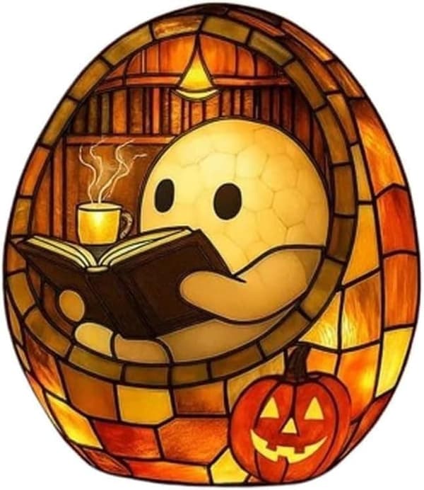 Ghost Lamp with Book – Cute Halloween Night Light, Ghost Night Light Halloween Decoration Gift