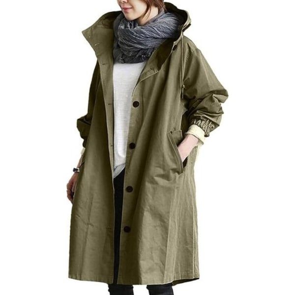 Lång kappa dam trenchcoat knappslå trenchcoat 40-XL ArmyGreen XL