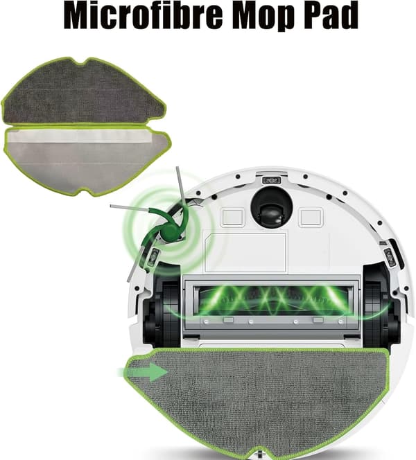 Tvättbara moppdynor i mikrofiber kompatibla med iRobot 115 Combo och 115 Combo Plus robotdammsugare, 6-pack