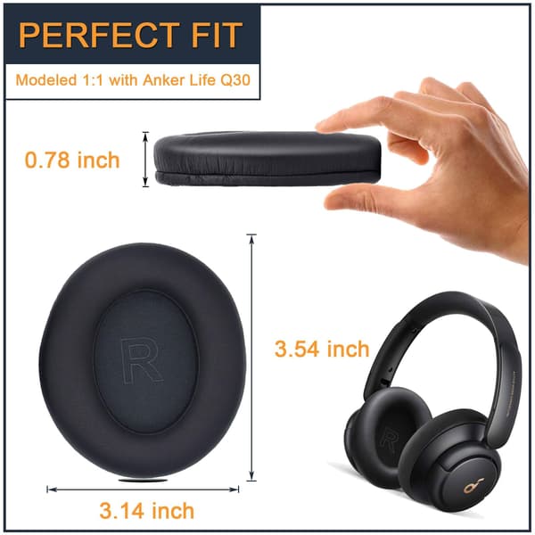Replacement Ear Pads with Protein Leather and Memory Foam