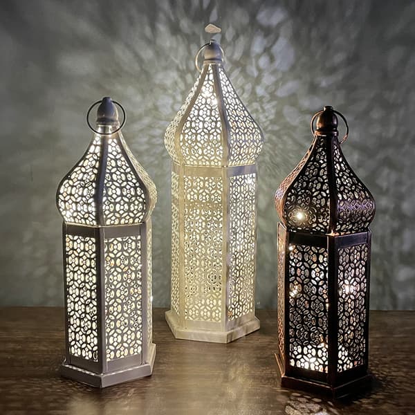 Small Moroccan Lantern in Black Metal 27.2 cm - Moroccan Teal [LD]