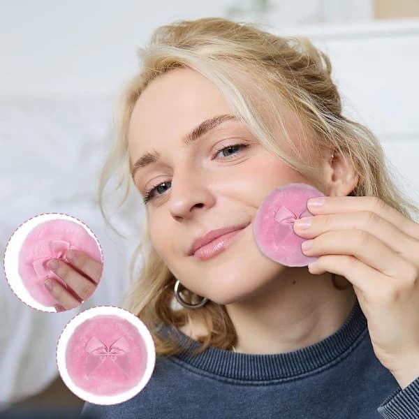 Pudderkvaster - 2-pak - 8,9 cm - Makeupsvampe - Bløde pudderkvaster - Vaskbare og genanvendelige - Til våd og tør påføring