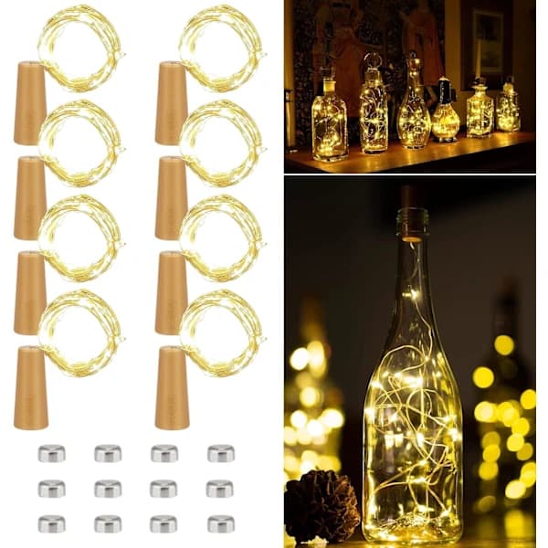 LED Flaskeprop 8-pak 20 LED Korklamper med